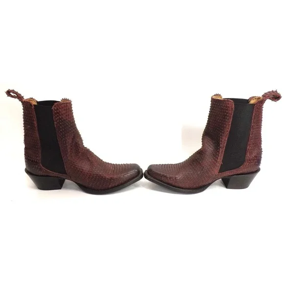 Stetson Python Snakeskin Print Chelsea Boots - Men's size 6.5 - Women's size 8 - Picture 5 of 16